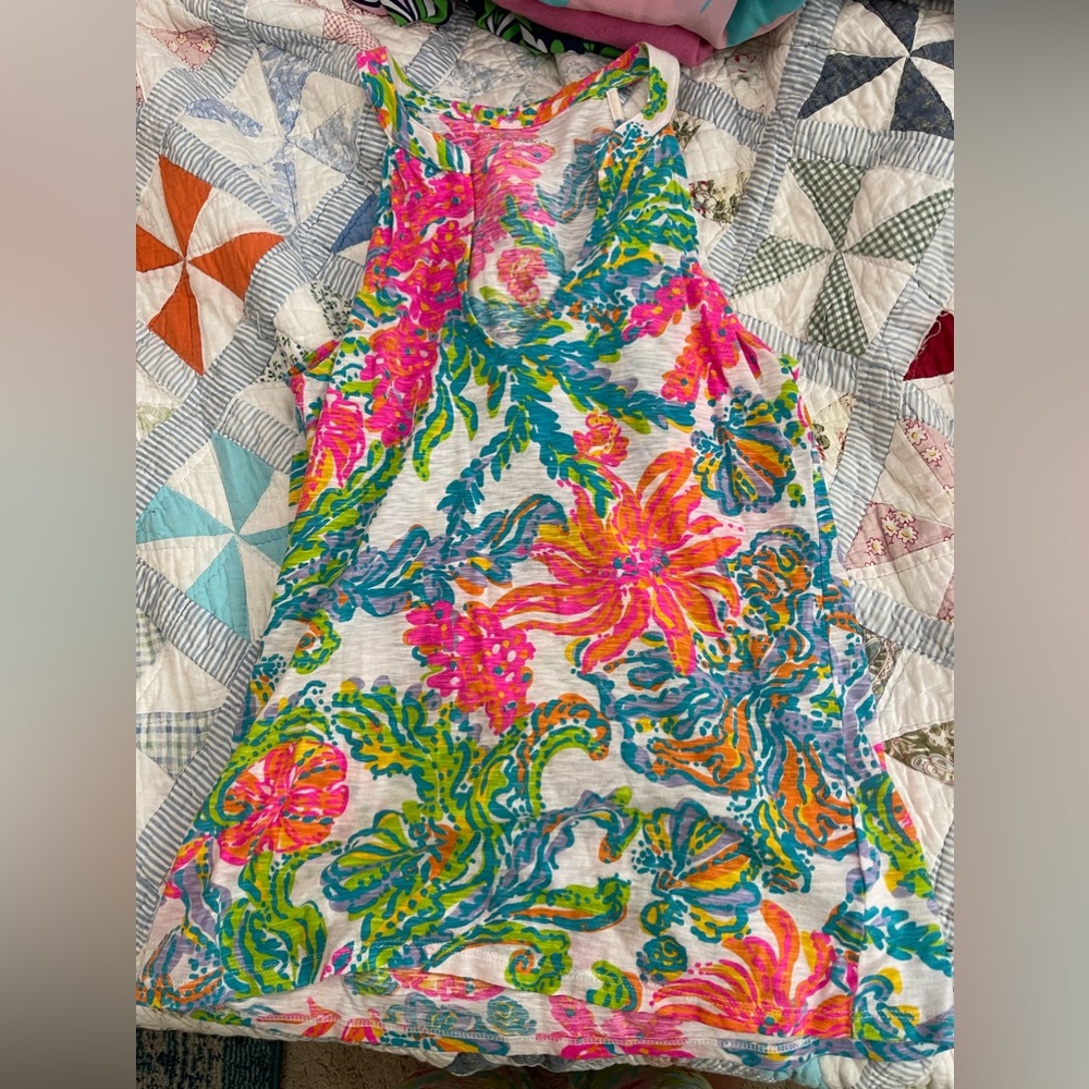 Lilly Pulitzer Arya Cotton Tank Top V Neck Size Small